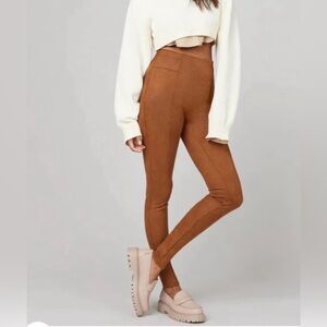 NWOT SPANX Faux Suede Leggings Rich Caramel in XSP